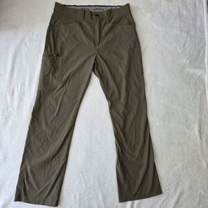 Orvis Tech Men Olive Green Stretch Hiking Outdoor Water Repellent Pants Sz 34x30